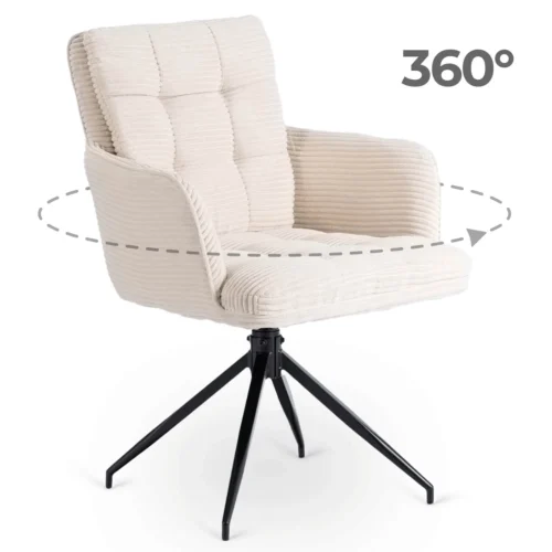 Scaun pivotant din catifea crem AKITA