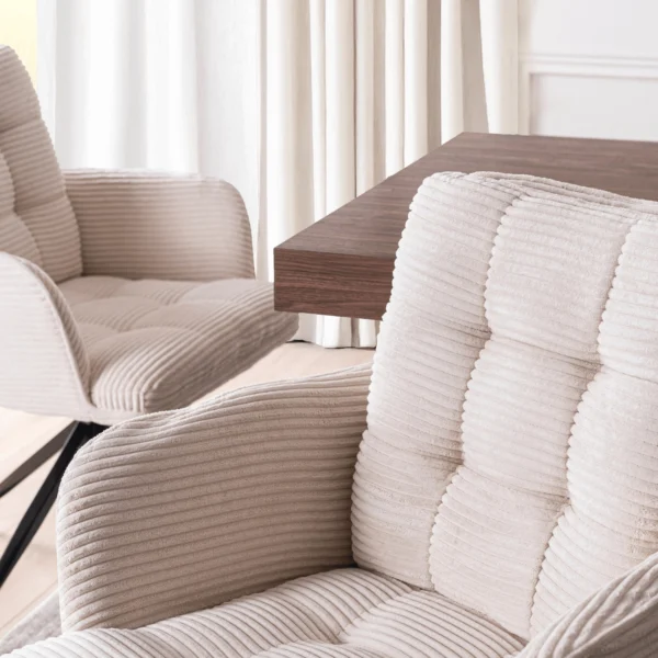 Scaun pivotant din catifea crem AKITA