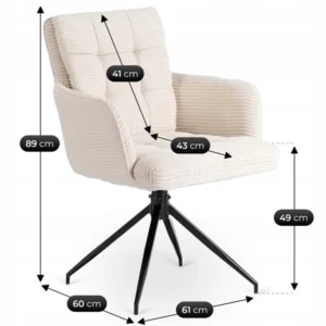 Scaun pivotant din catifea crem AKITA