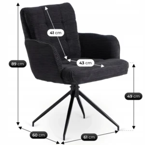 Scaun pivotant AKITA, catifea neagră