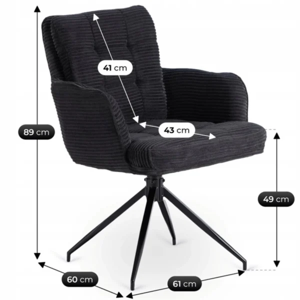 Scaun pivotant AKITA, catifea neagră