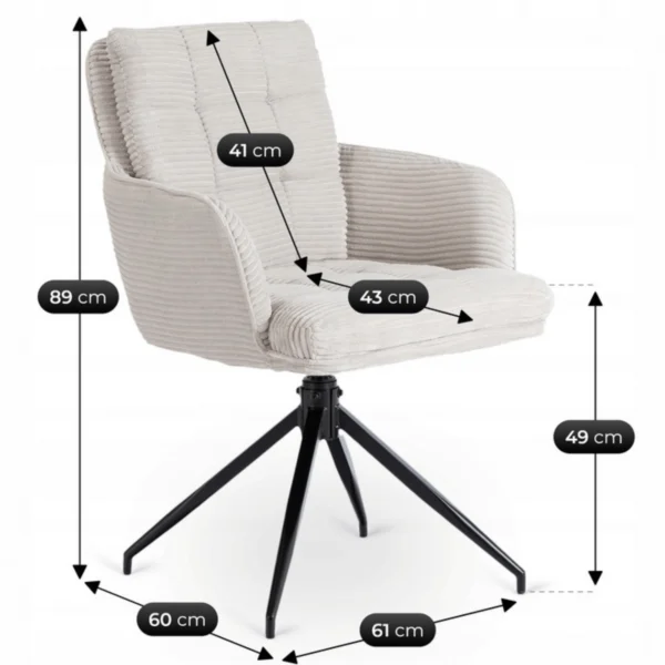 Scaun pivotant AKITA din catifea gri