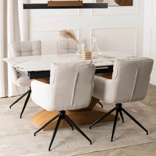 Scaun pivotant AKITA din catifea gri