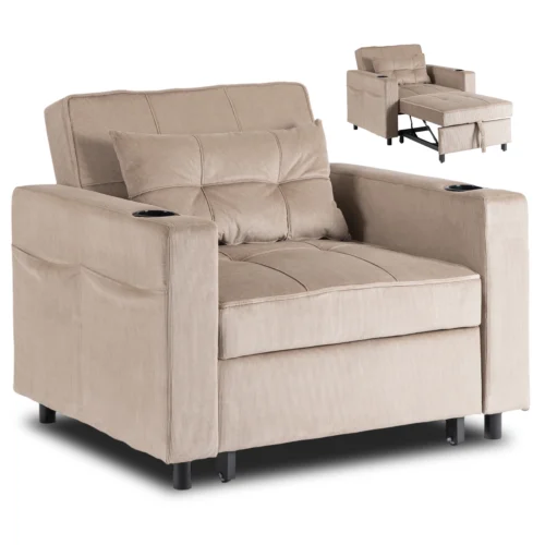 Scaun reclinabil SOLOR din catifea bej