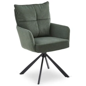 Scaun rotativ CITY verde din catifea reiată — MOBILA