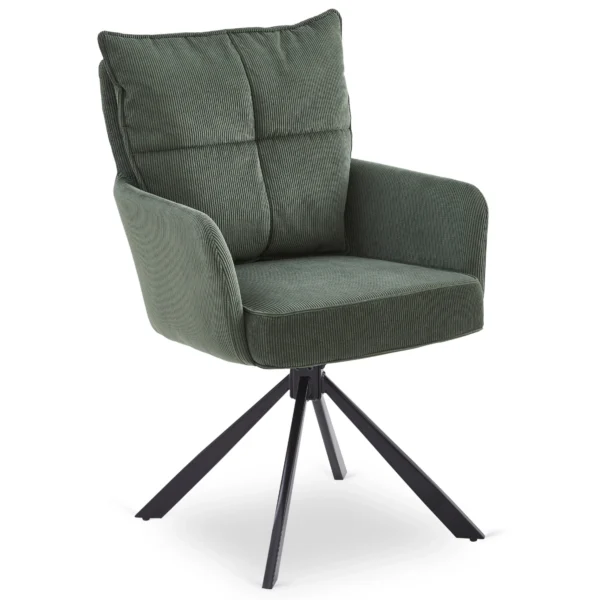 Scaun rotativ CITY verde din catifea reiată — MOBILA