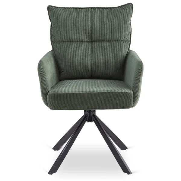 Scaun rotativ CITY verde din catifea reiată — MOBILA