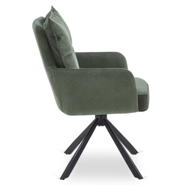 Scaun rotativ CITY verde din catifea reiată — MOBILA