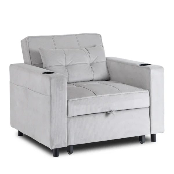 product-3608-1 Fotoliu extensibil SOLOR, gri, din catifea reiată — Fotolii de relaxare