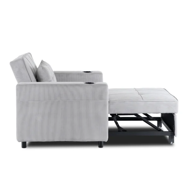 product-3608-4 Fotoliu extensibil SOLOR, gri, din catifea reiată — Fotolii de relaxare