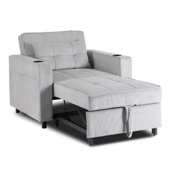 product-3608-6 Fotoliu extensibil SOLOR, gri, din catifea reiată — Fotolii de relaxare