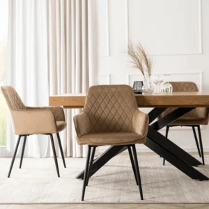 Scaun BRESSO bej, din velur — MOBILA
