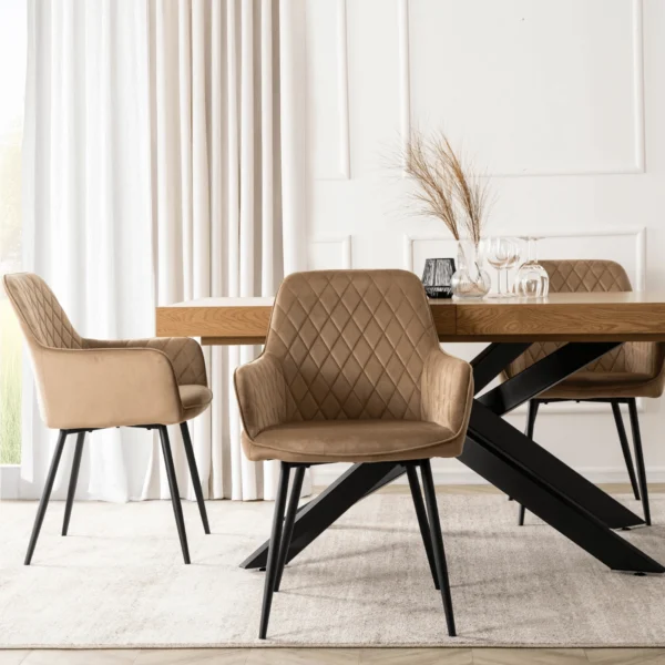 Scaun BRESSO bej, din velur — MOBILA