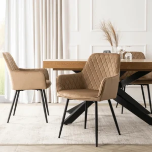 Scaun BRESSO bej, din velur — MOBILA