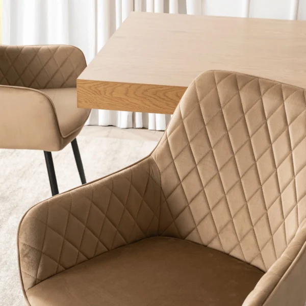 Scaun BRESSO bej, din velur — MOBILA