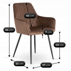 BRESSO Scaun maro din catifea — MOBILA