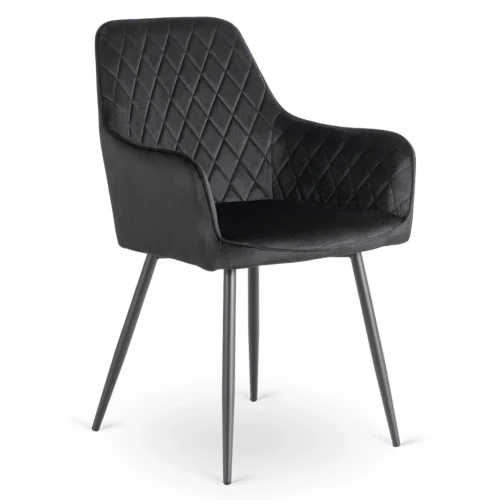 Scaun BRESSO negru, din catifea — MOBILA