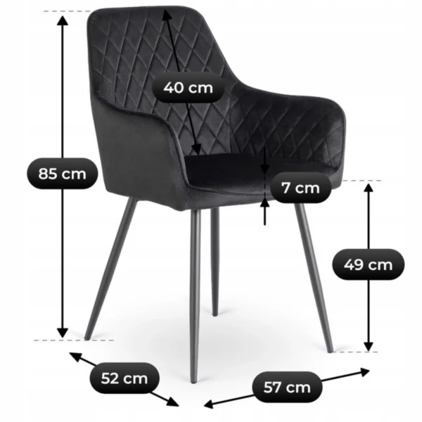 Scaun BRESSO Velur negru — MOBILA