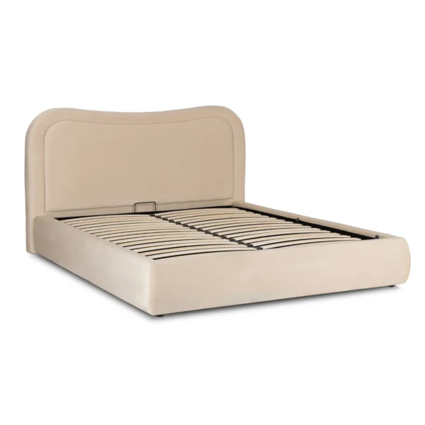Pat 160x200 HAGA cu recipient cremă catifea — MOBILA