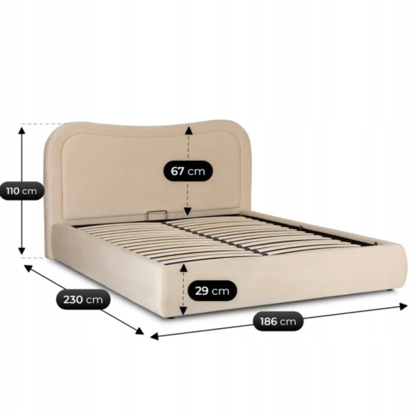 Pat 160x200 HAGA cu recipient cremă catifea — MOBILA