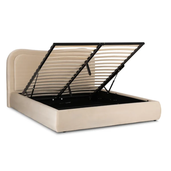 Pat 160x200 HAGA cu recipient cremă catifea — MOBILA
