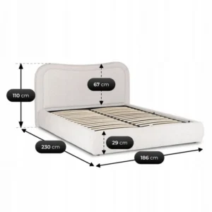 Pat HAGA 160x200 cu spațiu de depozitare, gri bouclé