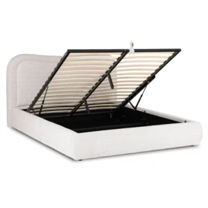 Pat HAGA 160x200 cu spațiu de depozitare, gri bouclé