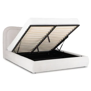 Pat HAGA 160x200 cu spațiu de depozitare, gri bouclé