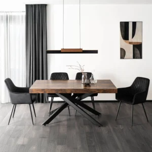 product-3625-3 HAMPTON Masă pliabilă 160-240 cm stejar rustic/negru — Mese