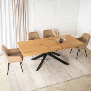 product-3626-1 HAMPTON Masă pliantă 160-240 cm Stejar auriu/negru — Mese