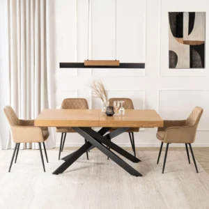 product-3626-3 HAMPTON Masă pliantă 160-240 cm Stejar auriu/negru — Mese