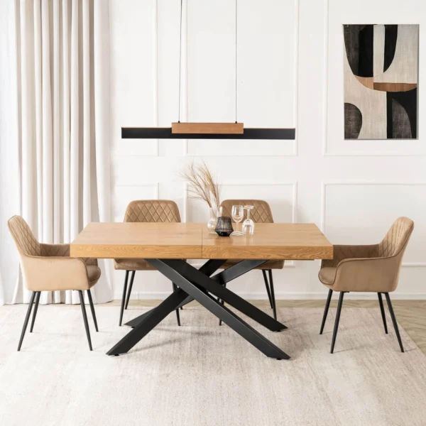 product-3626-3 HAMPTON Masă pliantă 160-240 cm Stejar auriu/negru — Mese