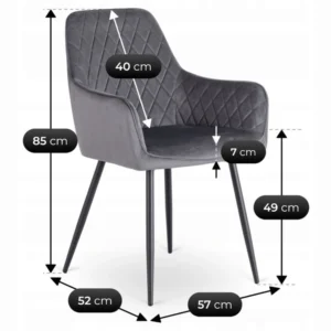 Scaun BRESSO din catifea gri — MOBILA