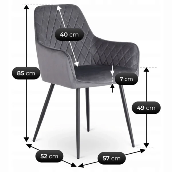 Scaun BRESSO din catifea gri — MOBILA