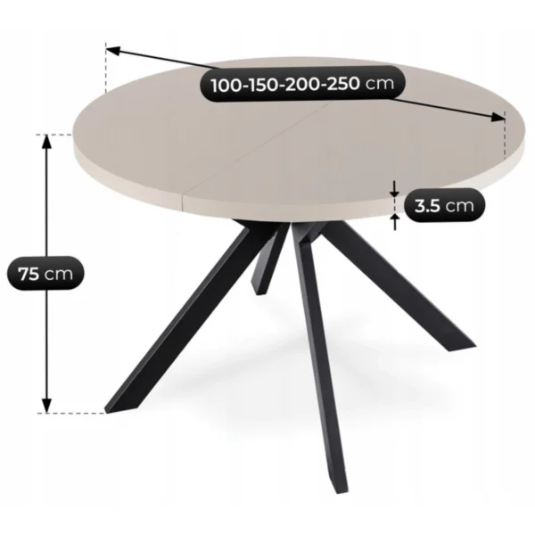 product-3637-10 Masă LUKAS extensibilă 100-250 cm, cașmir/negru — Mese