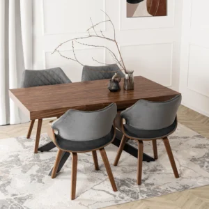 Scaun LUISE Gri/Nuc Velur