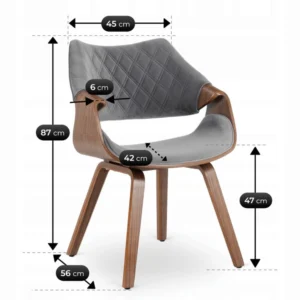 Scaun LUISE Gri/Nuc Velur