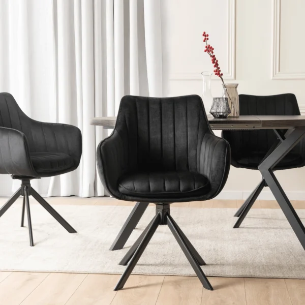 product-3639-1 MUMBAI Scaun pivotant Velur negru — MOBILA
