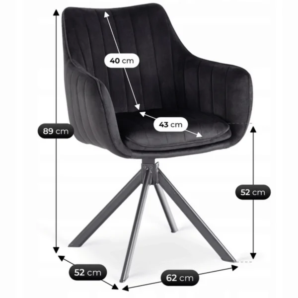 product-3639-8 MUMBAI Scaun pivotant Velur negru — MOBILA