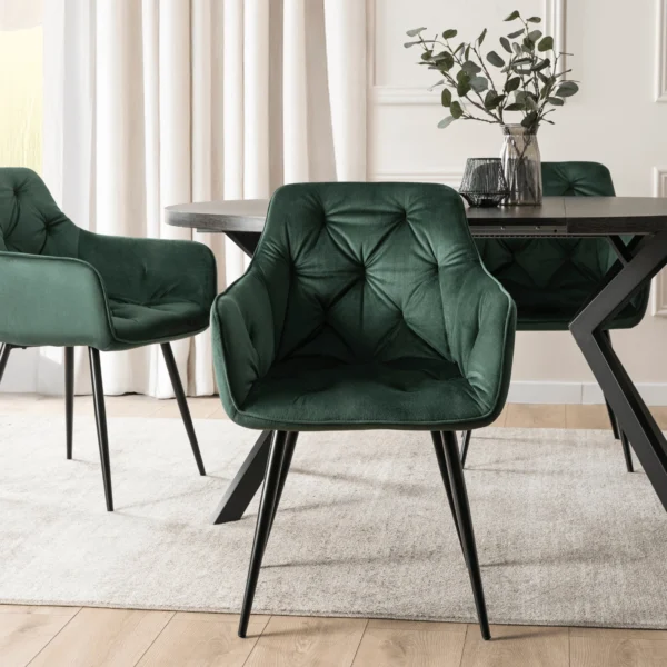 Scaun MODESTO verde din velur — MOBILA