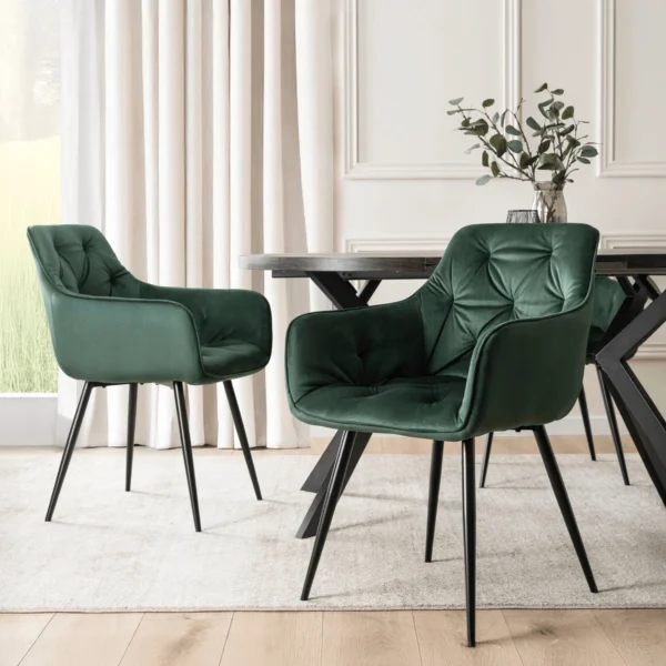Scaun MODESTO verde din velur — MOBILA