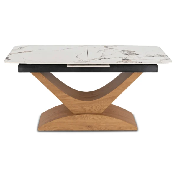 ALICANTE Ceramic Folding Table 160-200 cm White Marble/Oak — Mese