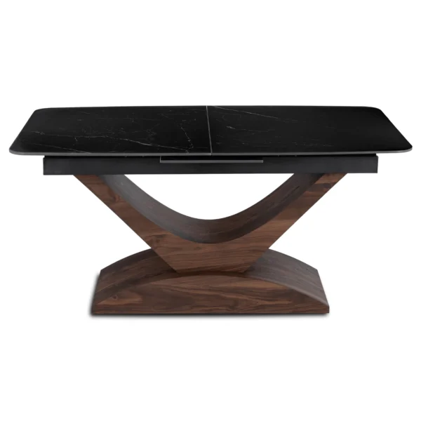 product-3651-8 ALICANTE Masă pliantă ceramică 160-200 cm Marmură neagră / stejar — Mese