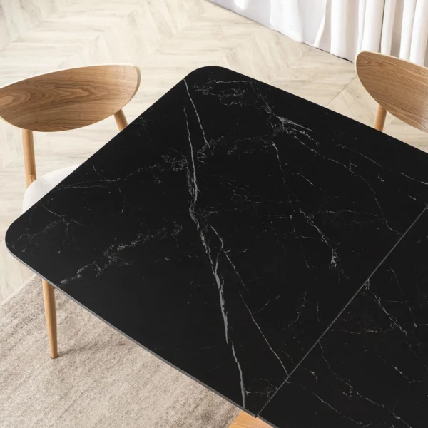 product-3652-4 ALICANTE Masă pliantă ceramică 160-200 cm Marmură neagră / stejar — Mese
