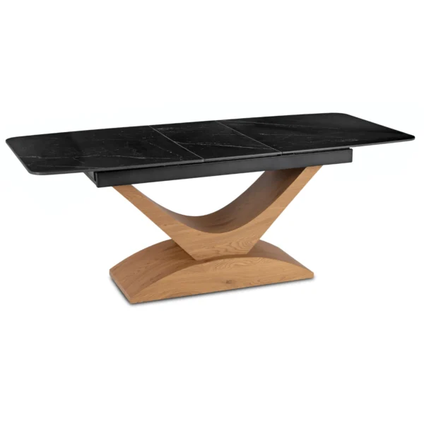 product-3652-6 ALICANTE Masă pliantă ceramică 160-200 cm Marmură neagră / stejar — Mese