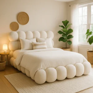 Pat ANKARA 160x200 cu spațiu de depozitare Culoare crem Boucle