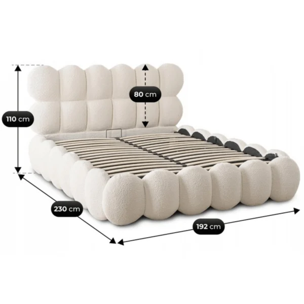 Pat ANKARA 160x200 cu spațiu de depozitare Culoare crem Boucle