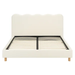 Pat 180x200 IZMIR Cream Boucle — Mobilier pentru dormitor
