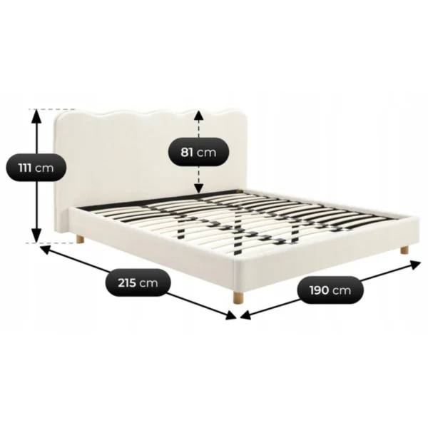 Pat 180x200 IZMIR Cream Boucle — Mobilier pentru dormitor