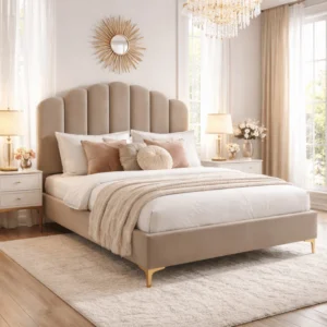 Pat 160x200 GEMINI Catifea bej — MOBILA